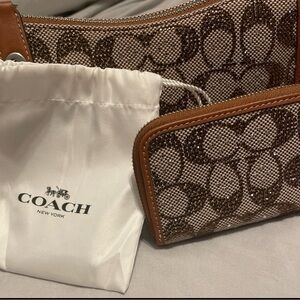 Coach Tan crystal jacquard wallet